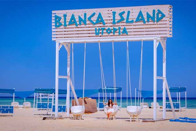 Wyspa Bianca Soma Bay Hurghada – biała piaszczysta plaża i turkusowe wody Morza Czerwonego