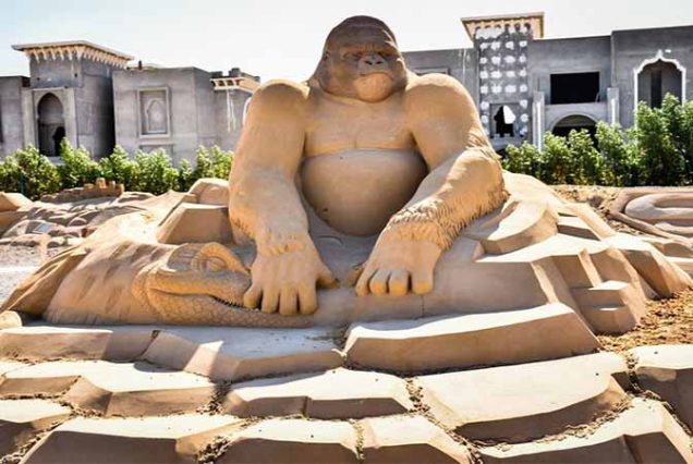 Sand sculpture of modern characters at Sand City Museum Hurghada