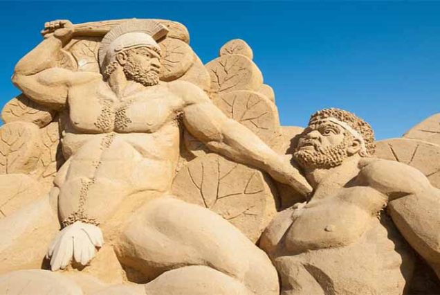 Visitors exploring Sand City Museum in Hurghada with private transfer